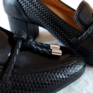 Brioso Maureen Tailored Leather Loafer Pumps. Black Size 10. Ortholite